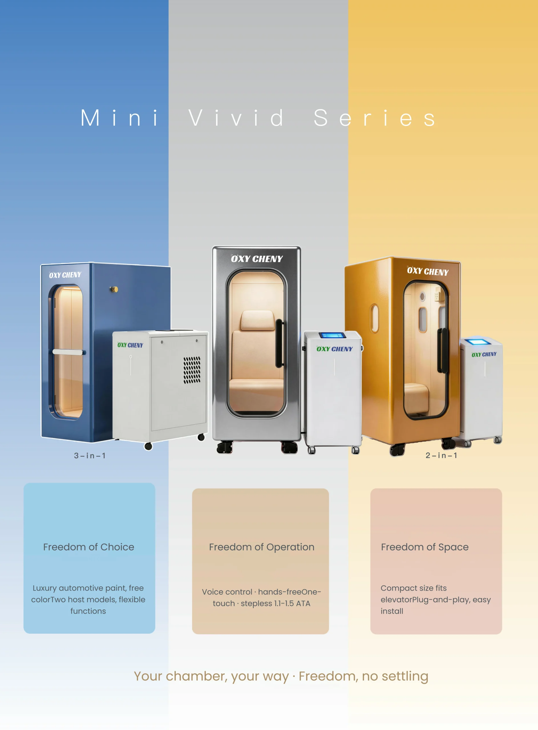 OxyCheny Sitting Hyperbaric Oxygen Chamber Three Freedoms